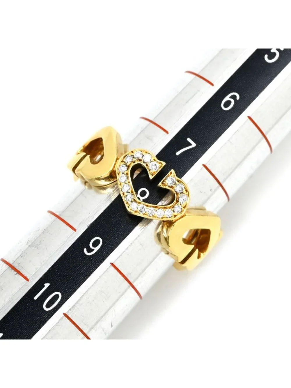 Cartier Ring C Heart Diamond Yellow Gold 49 18k Pave